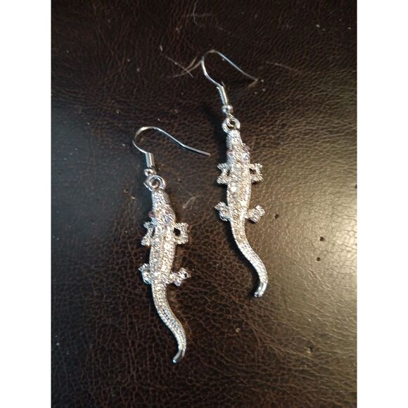 Alligator Dangle Earrings Silver - Picture 6 of 6